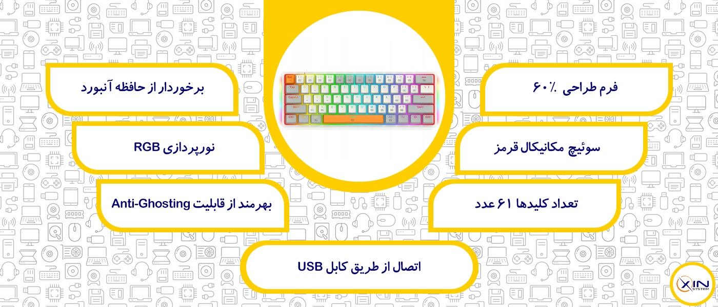 مشخصات کیبورد گیمینگ ردراگون Akali K642