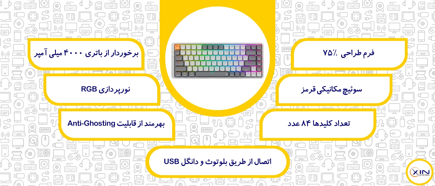 مشخصات کیبورد رداگون Azure K652 PRO