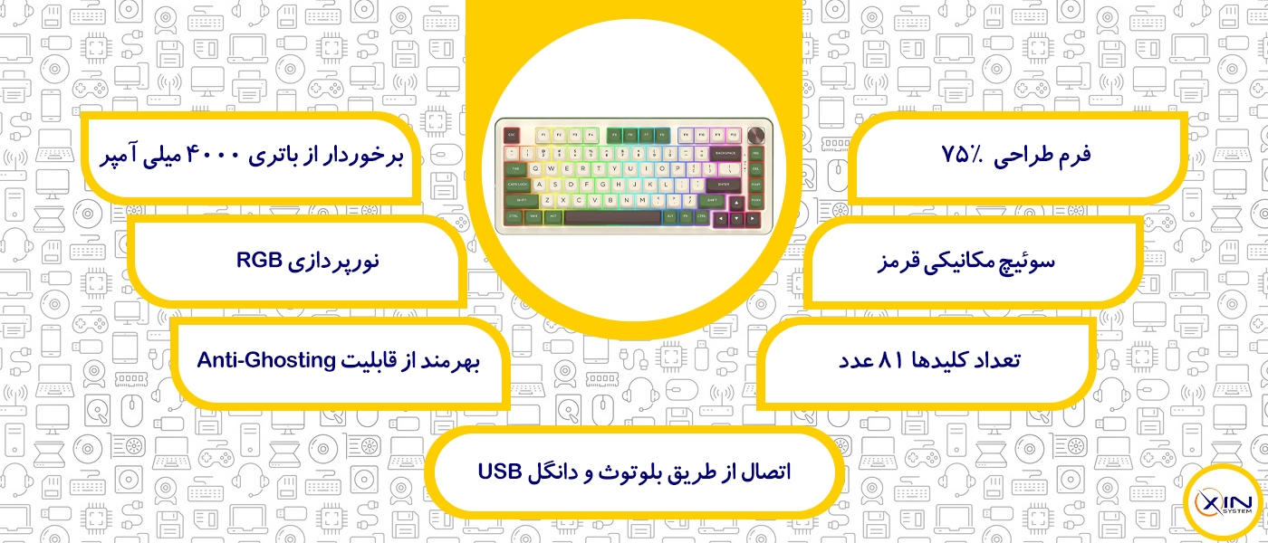 مشخصات کیبورد بی‌سیم ردراگون Cyrus PRO K681