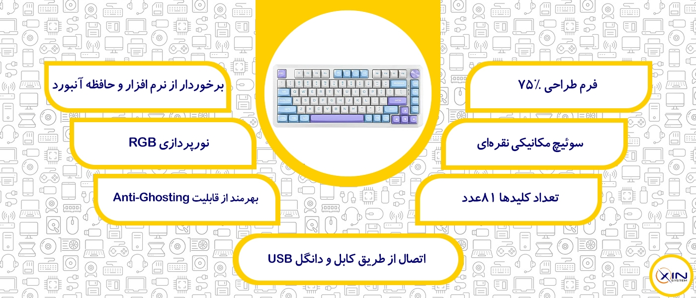مشخصات کیبورد گیمینگ بی سیم ردراگون Cyrus PRO K681